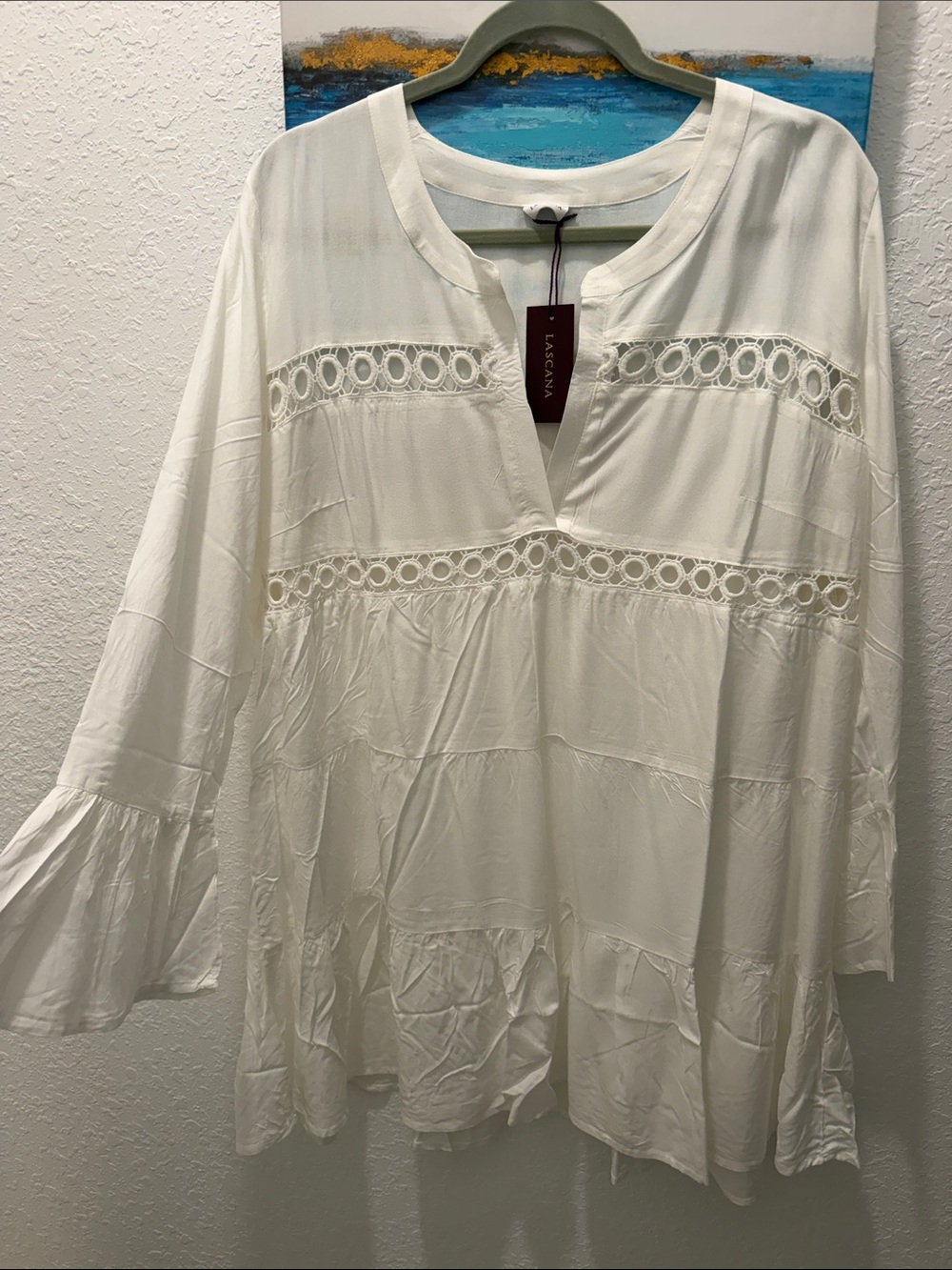 Lascana White Crochet-Trim beach cover. Super nice for a Resort and Beach ☀️🏖️🌊